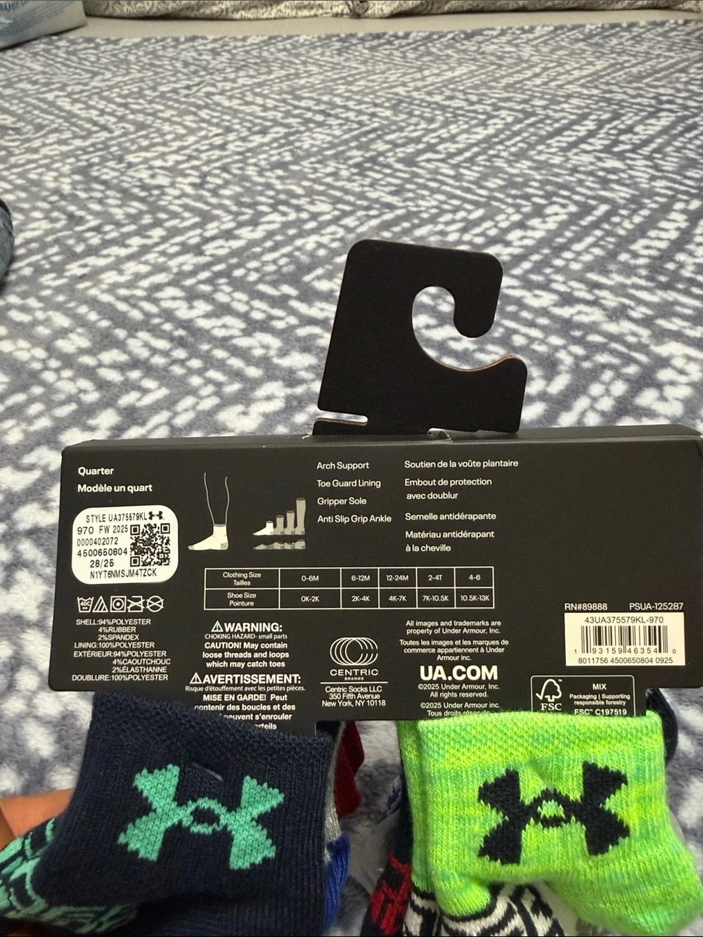 Under Armour Kids Quarter Socks in Red, Navy, Gray & Blue